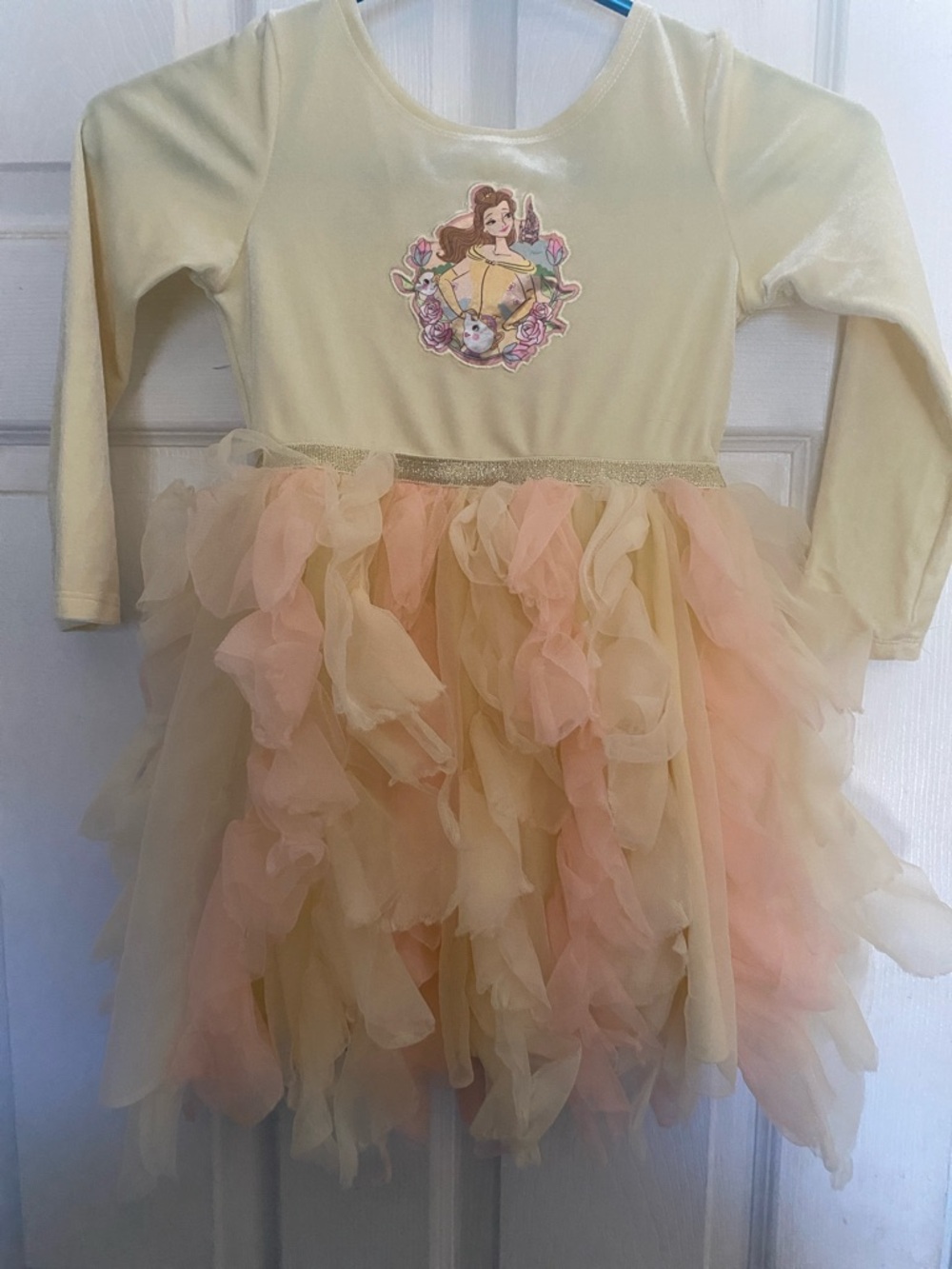 Disney Yellow and Peach Ruffle Tulle Princes Dress